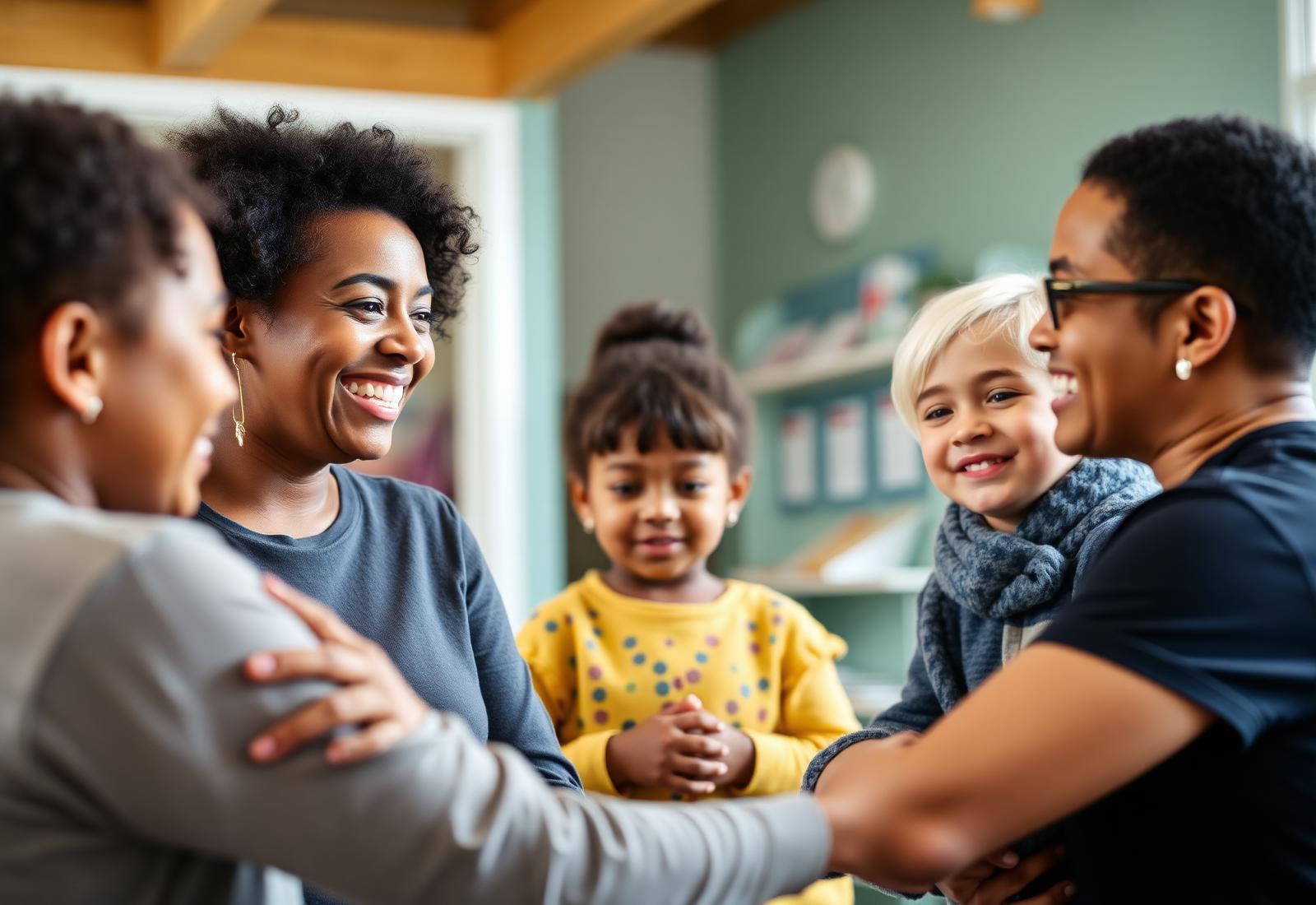 Social worker with a family